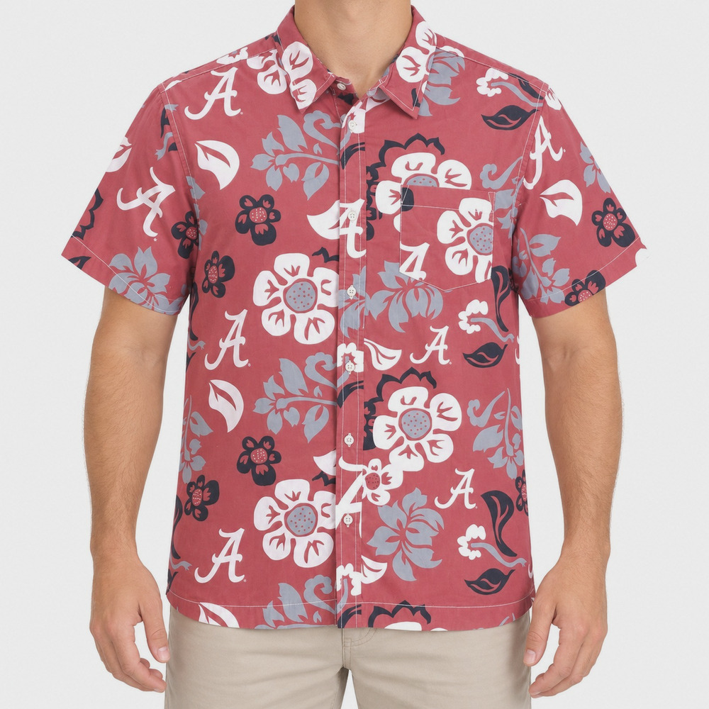 Alabama Crimson Tide Shirt Mens Medium Red NCAA Football Hawaiian Wes And Willy